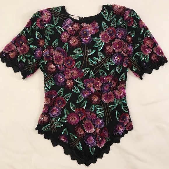 Lawrence Kazan, New York City Exquisite Sequined Beaded Top! NWOT - Picture 1 of 16